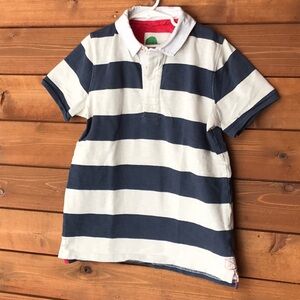 Boden Blue and White Polo Shirt Classic Striped Design